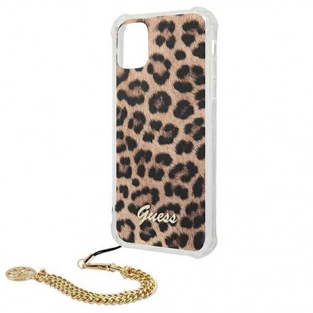 Leopard + zlatá retiazková rukoväť for Apple iPhone 12 Pro GUESS Cover Gold