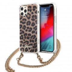 Leopard + zlatý retiazkový remienok for Apple iPhone 12 Pro GUESS Cover Gold