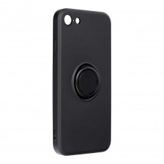 SILICONE RING for Apple iPhone 8 FORCELL Plastic back phone cover Black