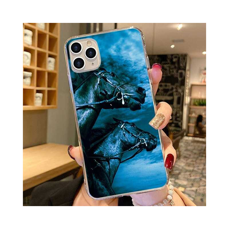High quality soft silicone TPU cover for Apple iPhone 11 Pro Max Blue Horse