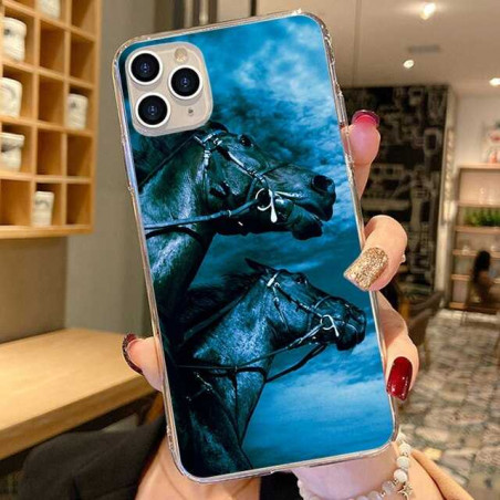 High quality soft silicone TPU cover for Apple iPhone XR Blue Horse
