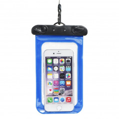 Waterproof bag for mobile phone with plastic closing 80x145 mm Blue