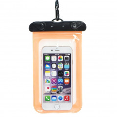Waterproof bag for mobile phone with plastic closing 80x145 mm Orange