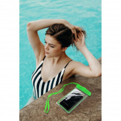 Waterproof bag FLUO for mobile phone with plastic closing Green